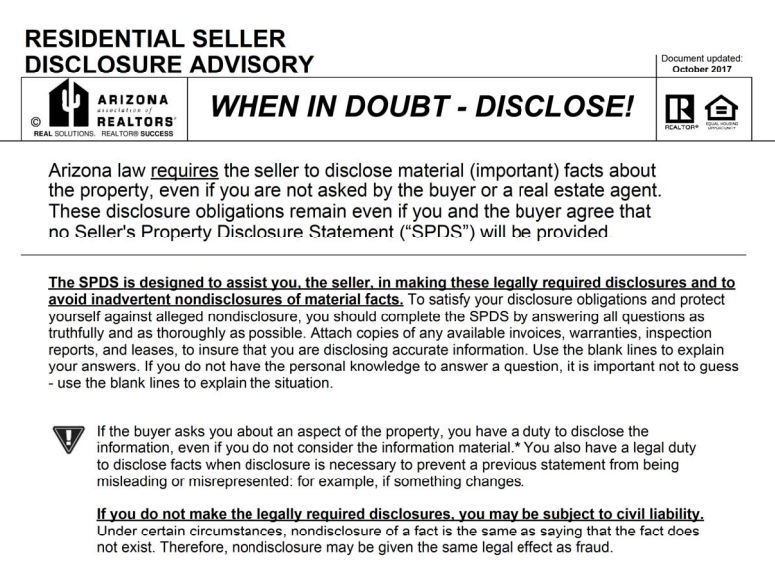 Seller’s Property Disclosure Statement